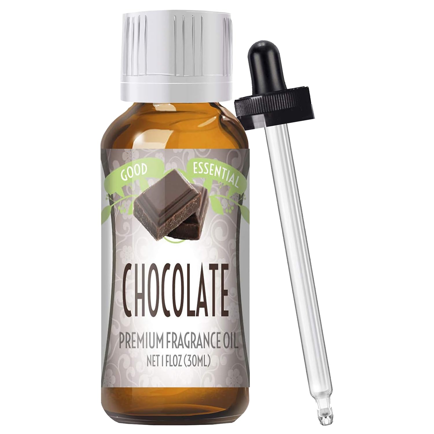 Good Essential Huile Chocolat, bouteille ambrée, parfum riche idéal pour diffusion et ambiance chaleureuse.