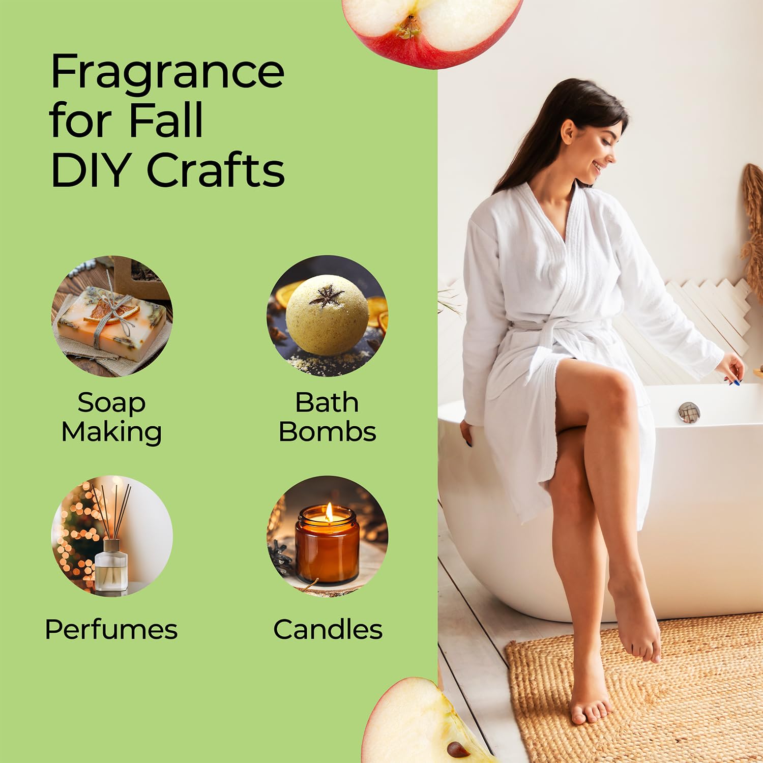 Good Essential Huile Parfum Pomme idéale pour sprays d’intérieur et parfums domestiques.