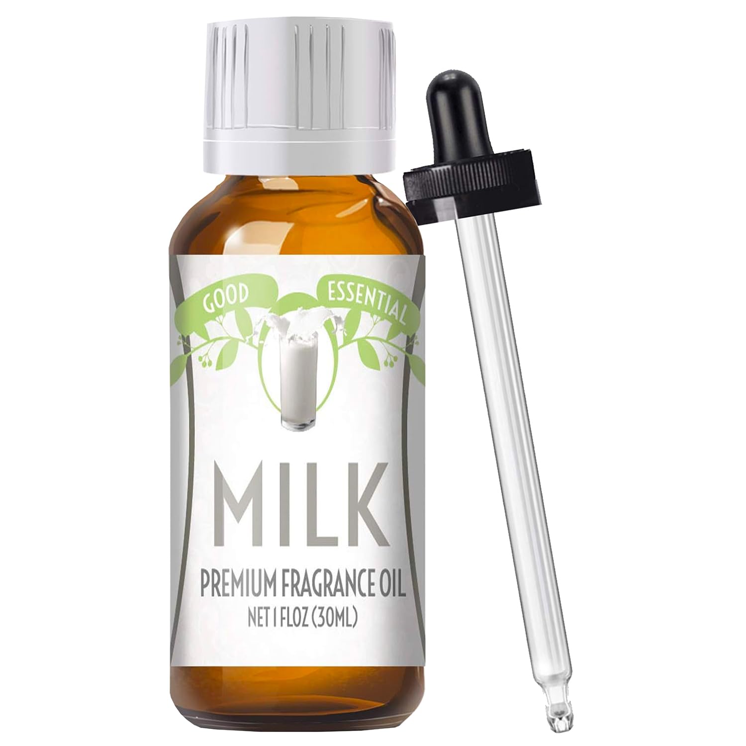 Good Essential huile parfumee lait, flacon ambré 30 ml, idéale pour diffusion aromatique.