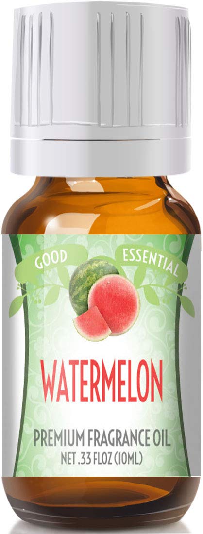 Huile parfumée Good Essential Pastèque, bouteille ambrée avec compte-gouttes, diffusion facile.