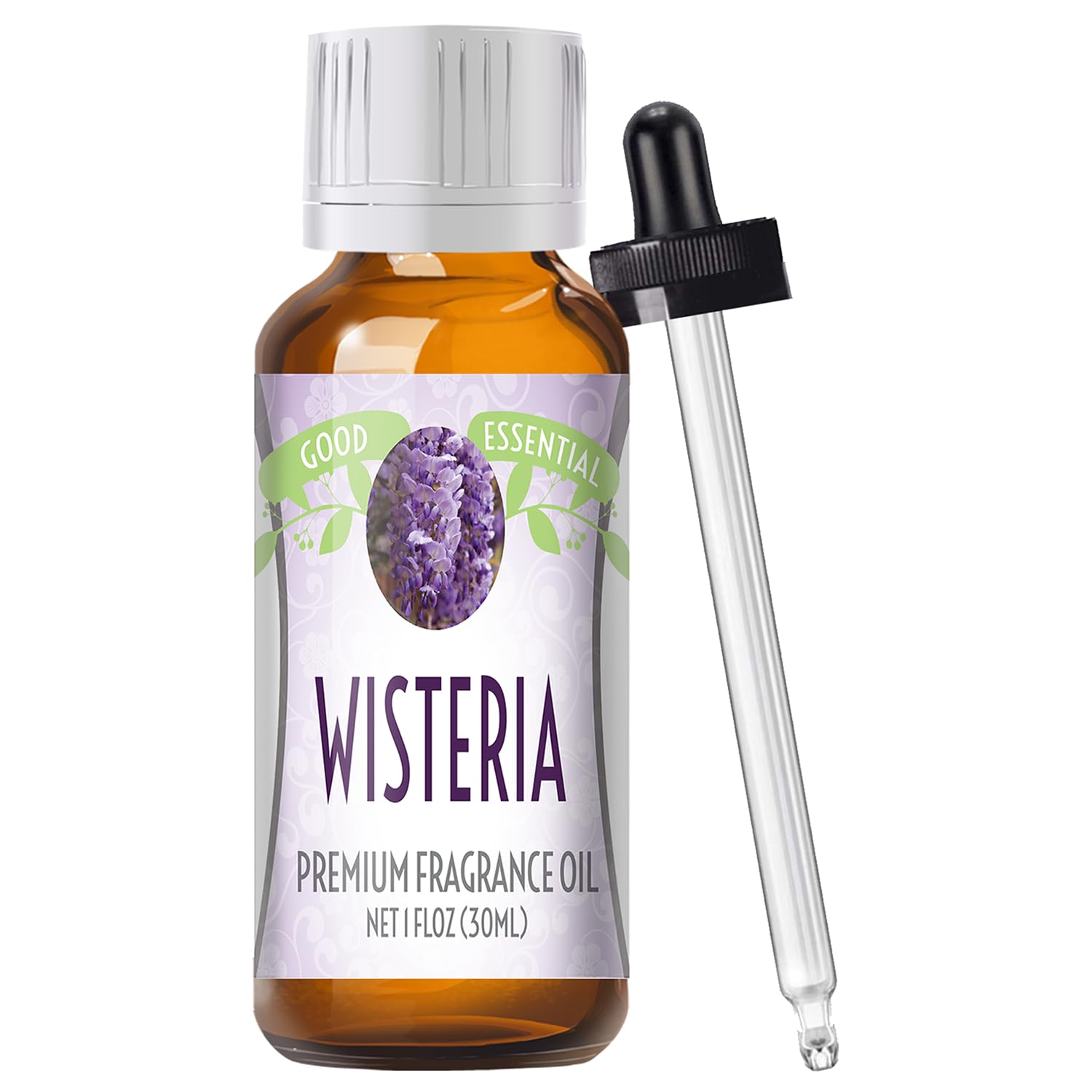 Good Essential huile parfumante wisteria, bouteille ambre, idéale pour diffuseur et créations parfumées.