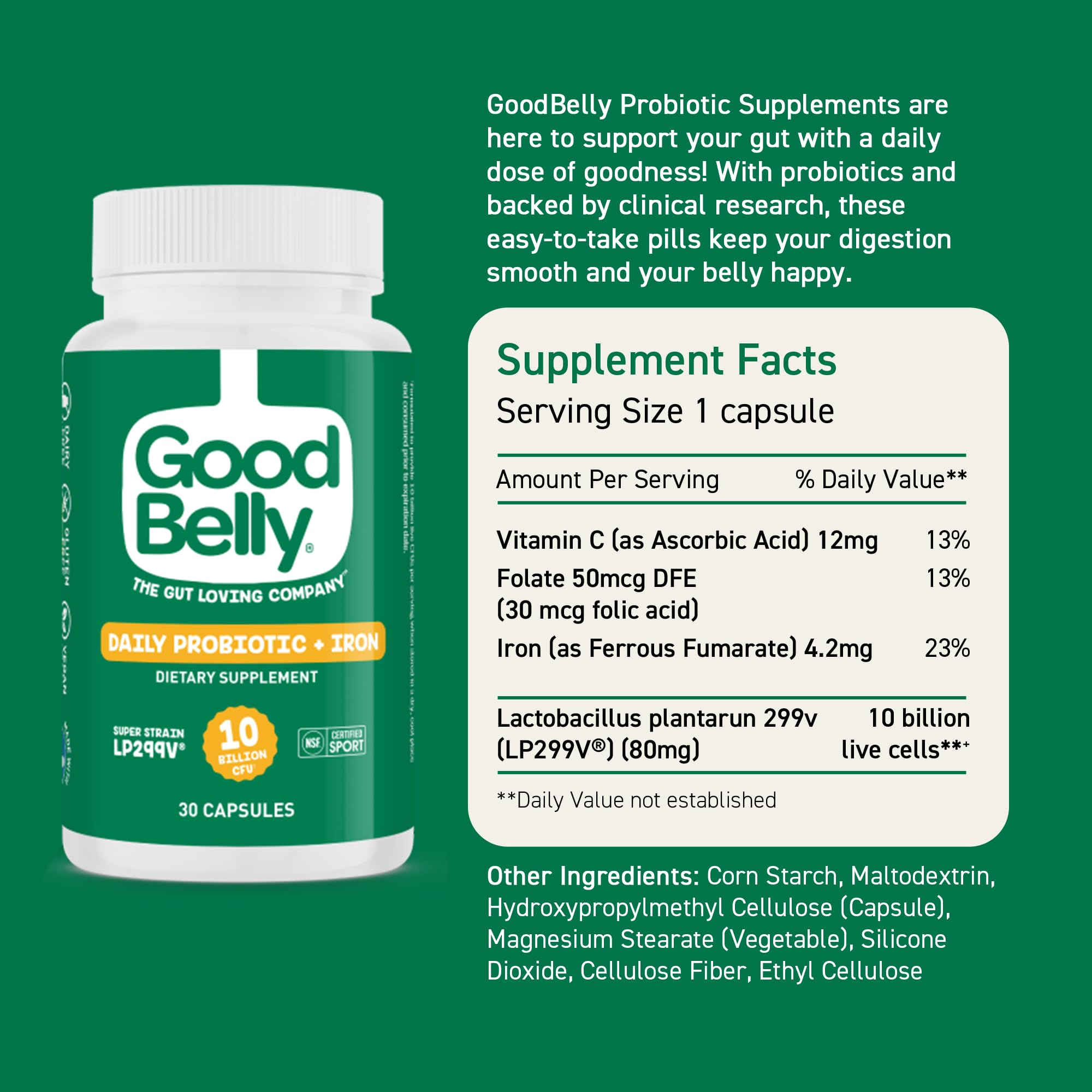 GoodBelly flacon pratique pour une digestion saine et absorption efficace