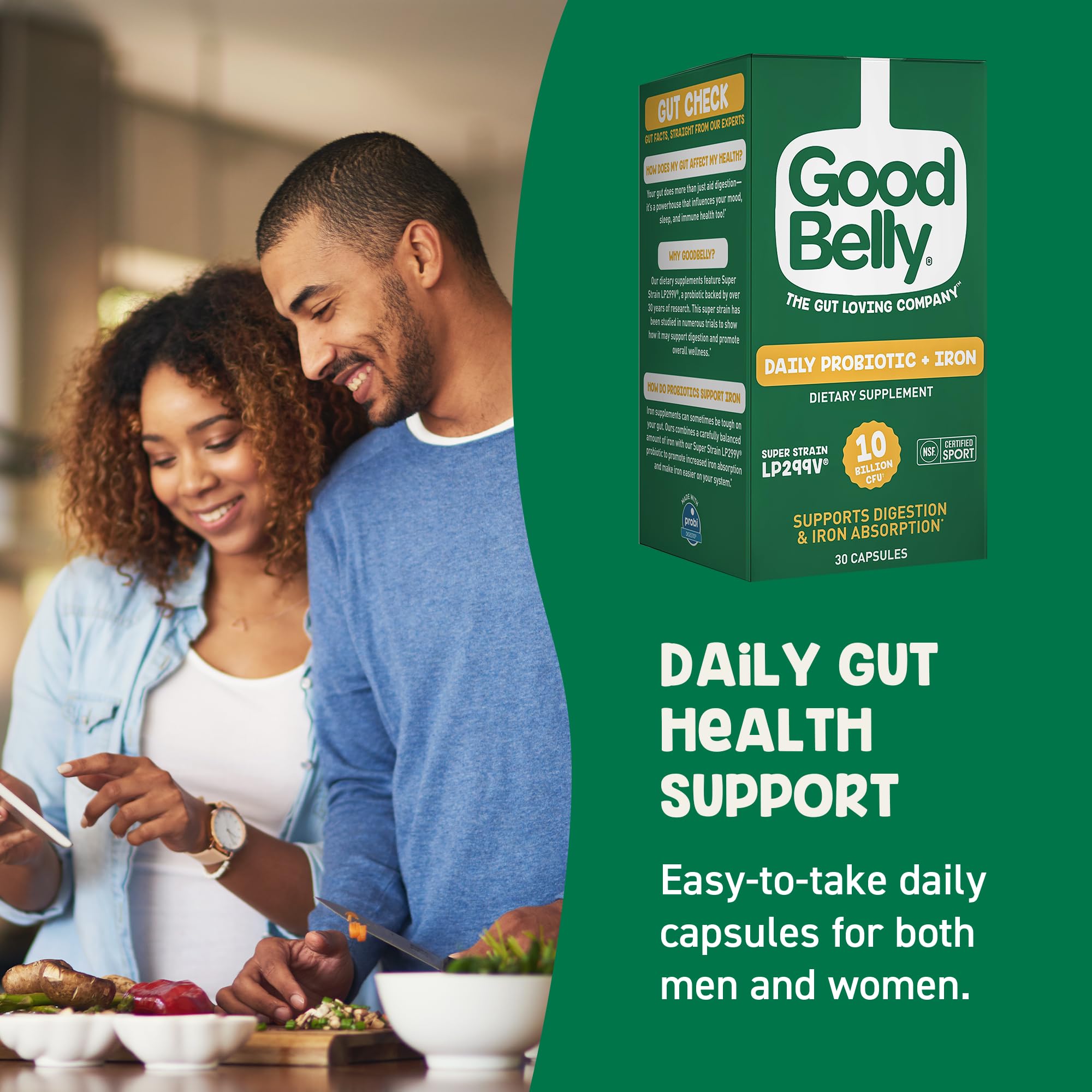 GoodBelly soutien digestif et absorption du fer pour plus d'énergie