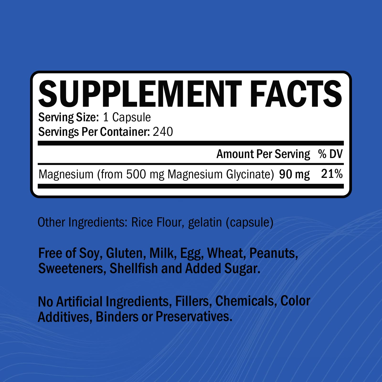 GOODBIO Magnesium Glycinate, capsules faciles à avaler, digestion douce et confort.
