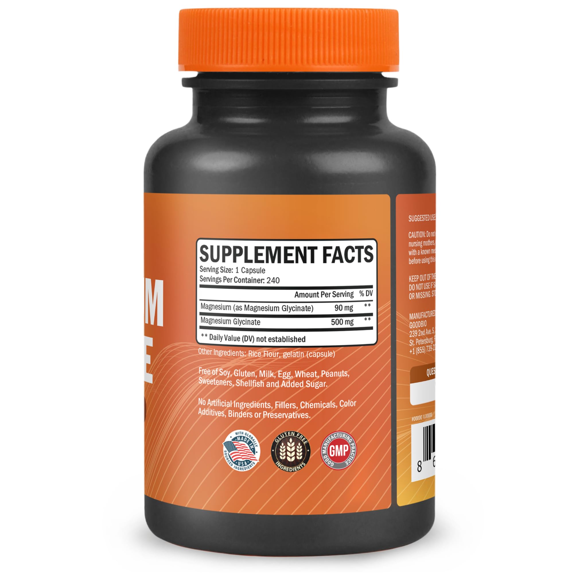GOODBIO Magnesium Glycinate, utilisation nocturne possible, sommeil apaisé.