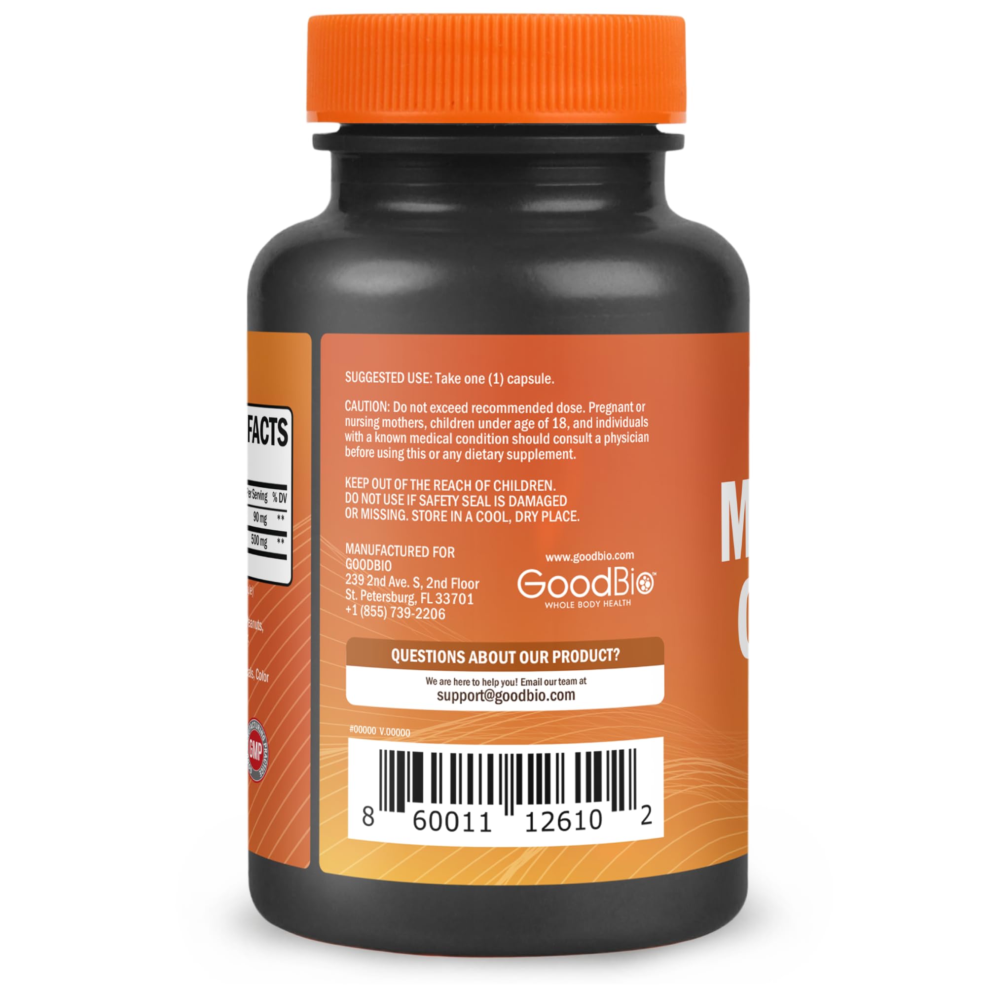 GOODBIO Magnesium Glycinate, pack pratique de 240 gélules, économie et tranquillité.