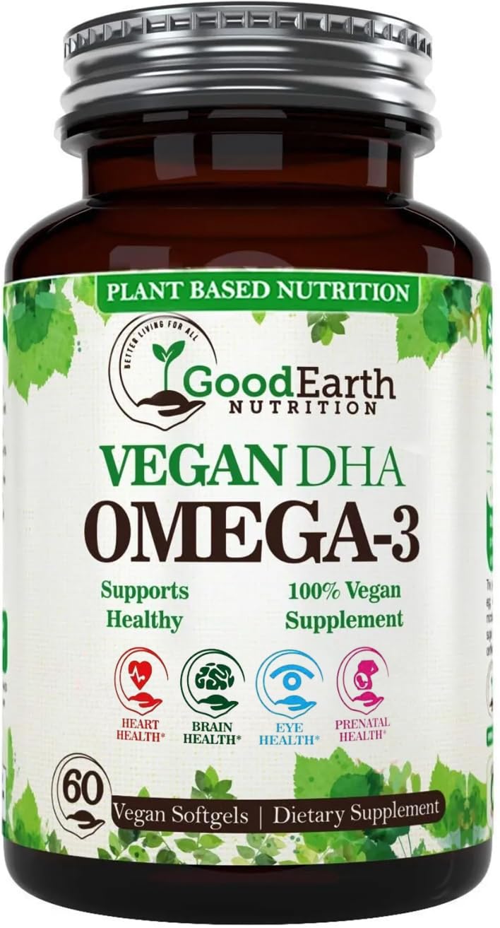 GoodEarth Nutrition: bouteille huile d'algue pour une source végan d'oméga-3.