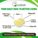 GoodEarth Nutrition Omega3 algue concentration DHA/EPA élevée pour yeux et cœur.