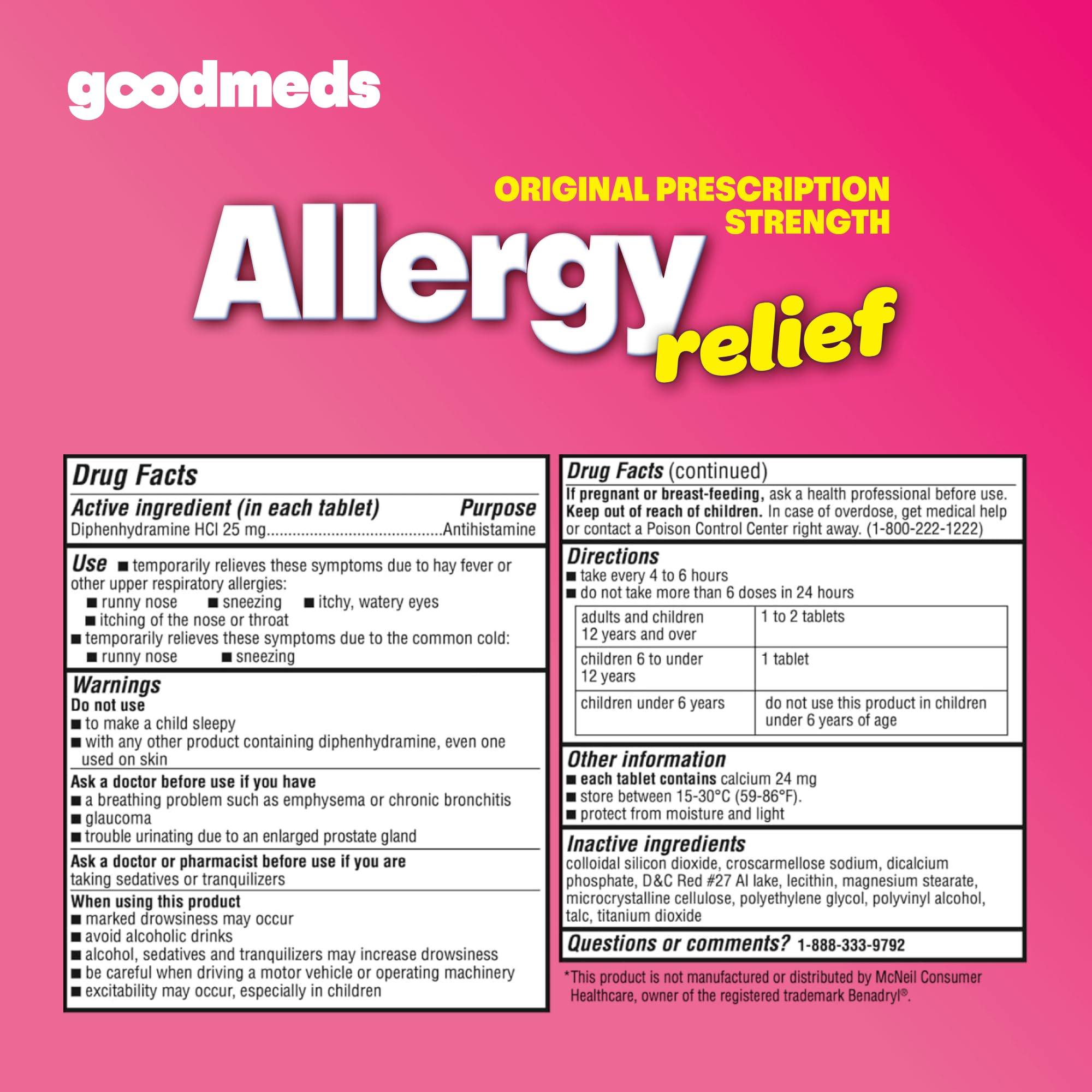 GoodMeds Diphenhydramine 25 mg : témoigne d'une qualité fiable et d'une sécurité constante.