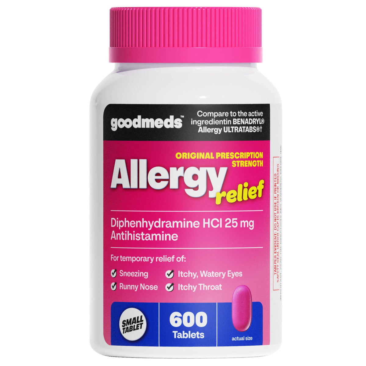 GoodMeds Diphenhydramine 25 mg : tablettes faciles à prendre pour un soulagement rapide des symptômes.