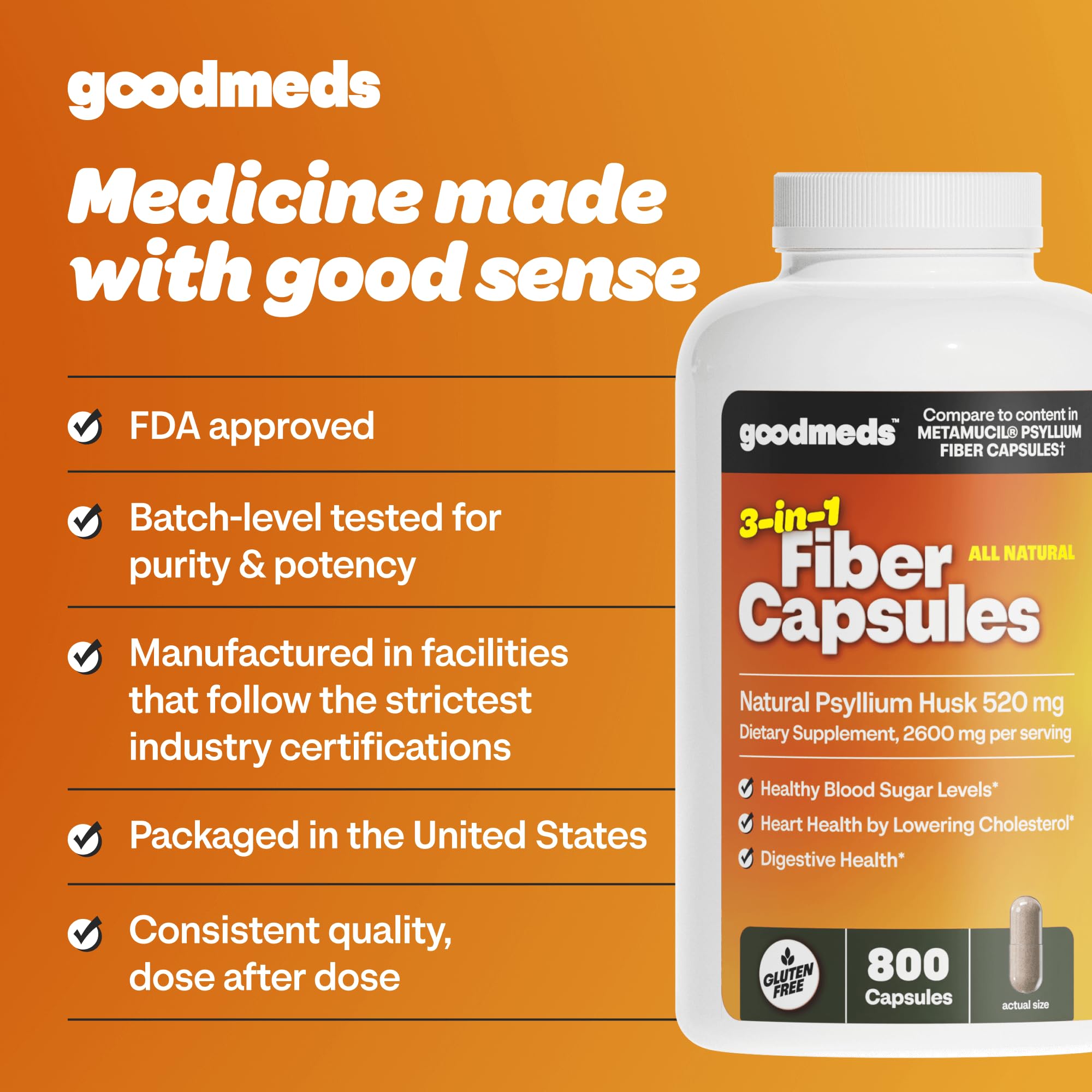 GoodMeds Psyllium etiquette et ingrédients, transparence sur la composition.