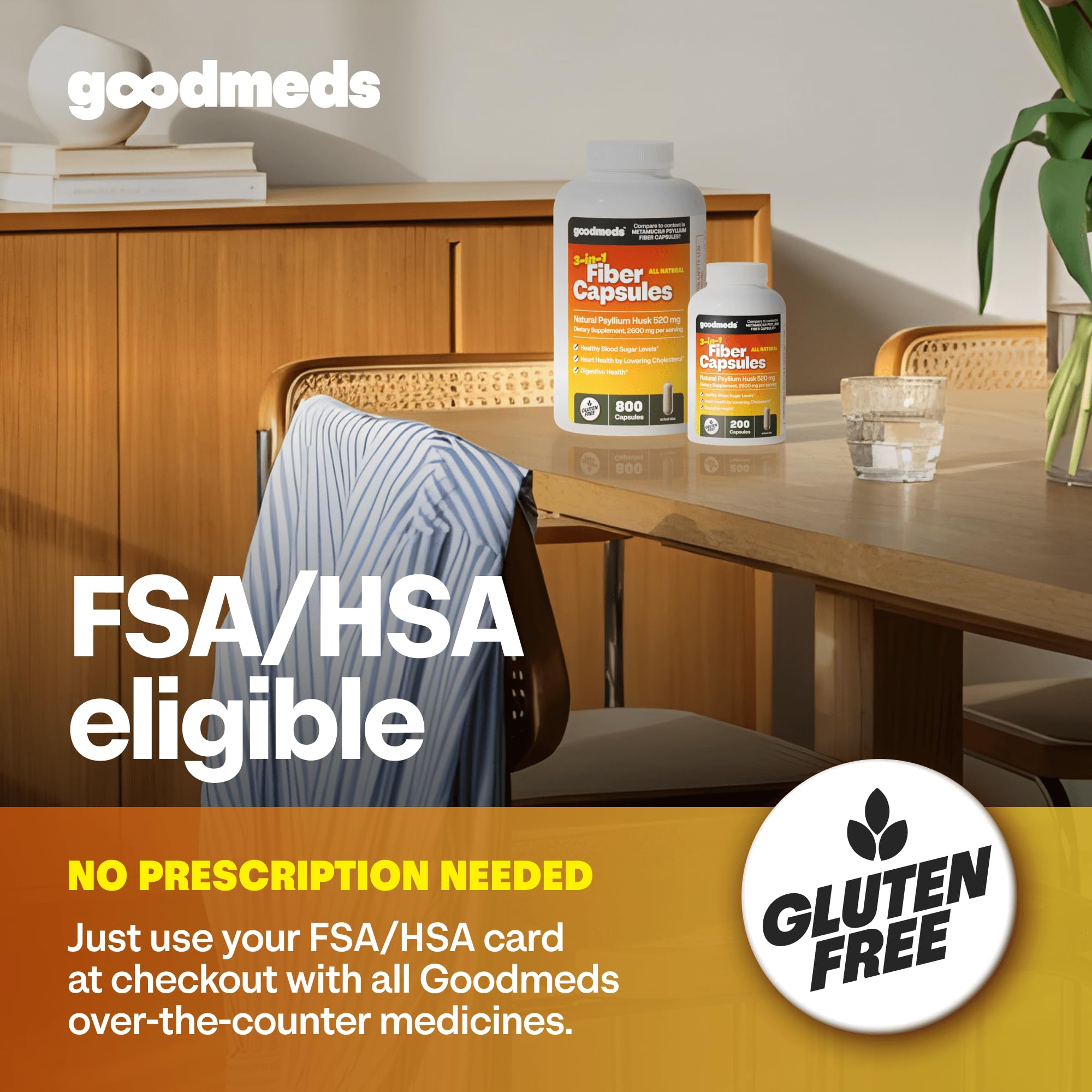 GoodMeds Psyllium gelules, confort digestif facilité par une formulation douce.