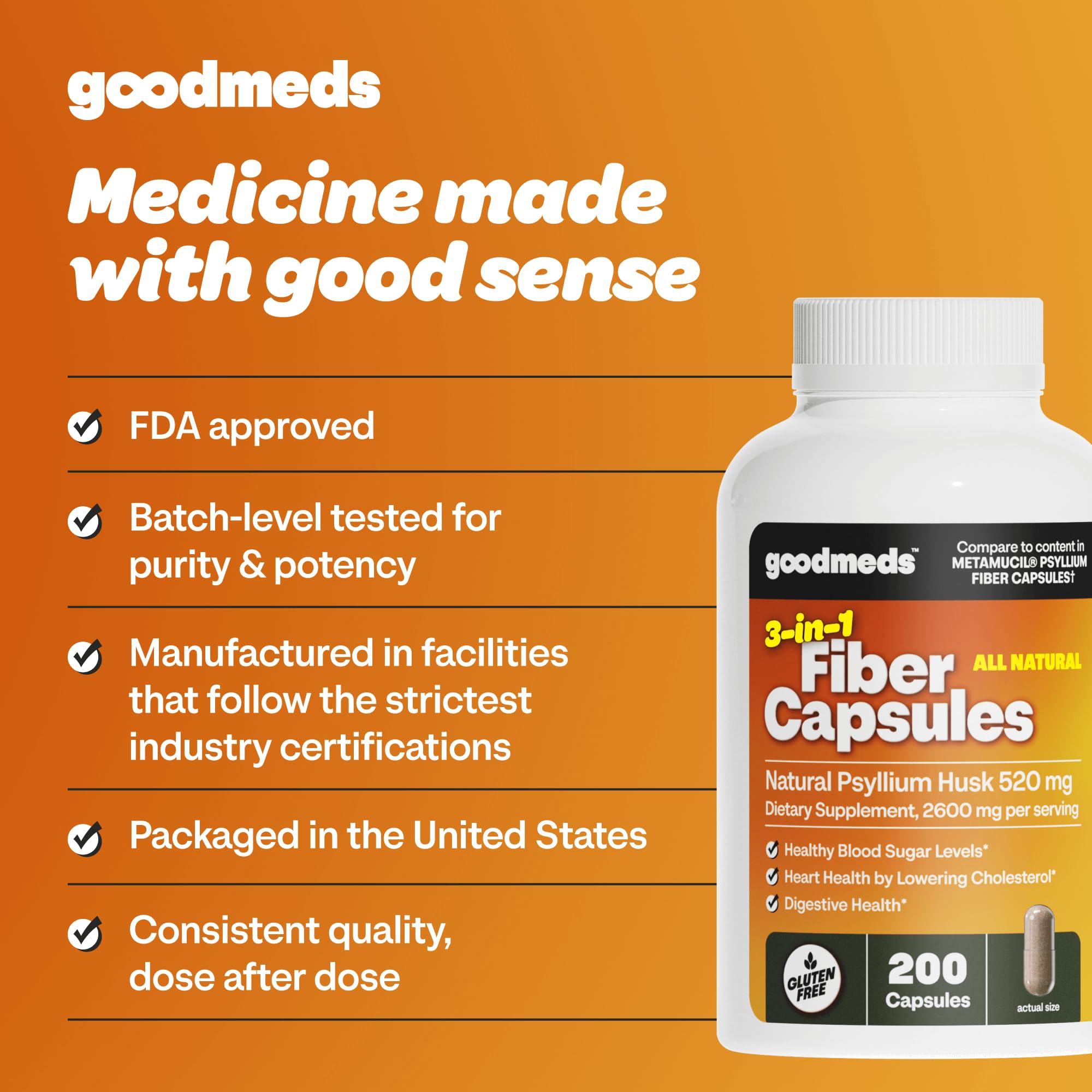 Boîte GoodMeds Psyllium 200 capsules pour une utilisation durable