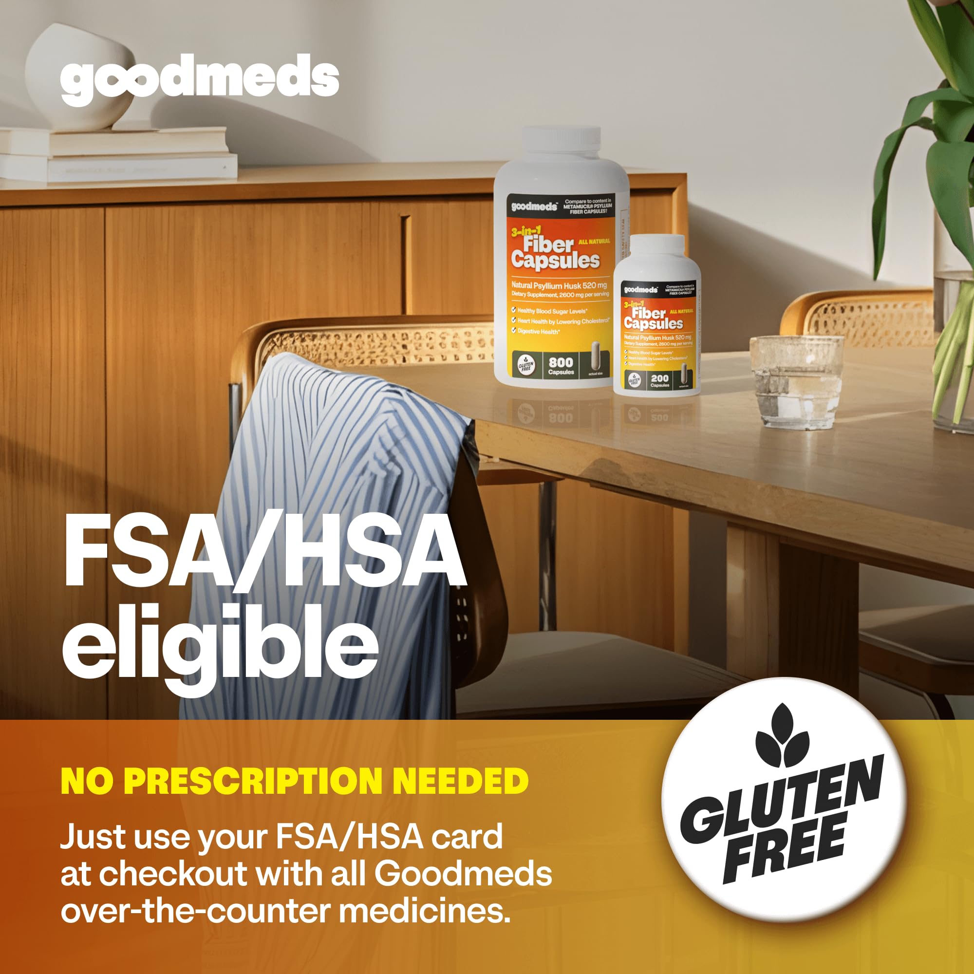 Fibres solubles naturelles GoodMeds Psyllium soutiennent le transit intestinal