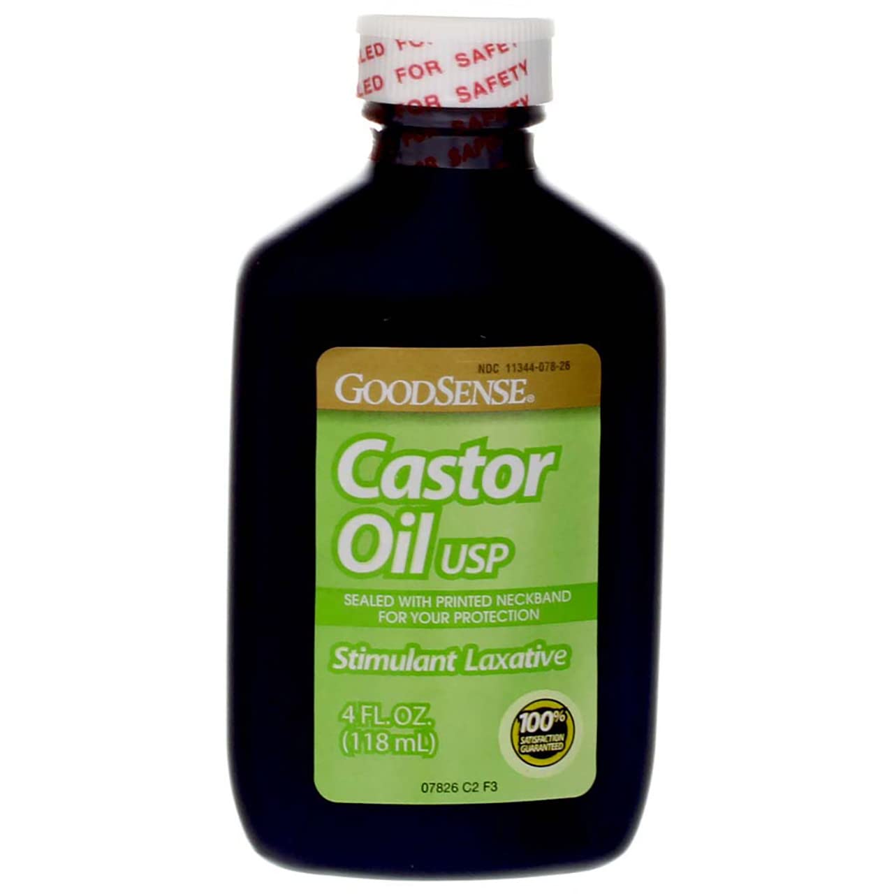 GoodSense huile de ricin, flacon doré prêt pour soin capillaire nourrissant.