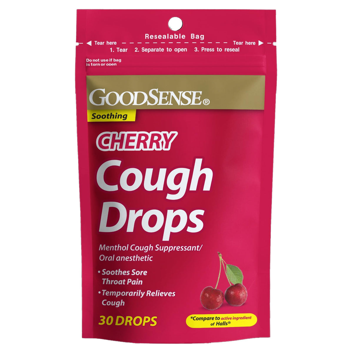 Pastilles GoodSense toux cerise originales, confort momentané pour gorge irritée.