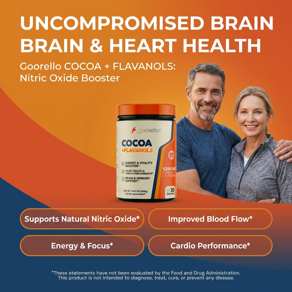 Goorello-poudre-cacao-haute-flavanols-1200mg: concentration élevée pour soutien potentiel.