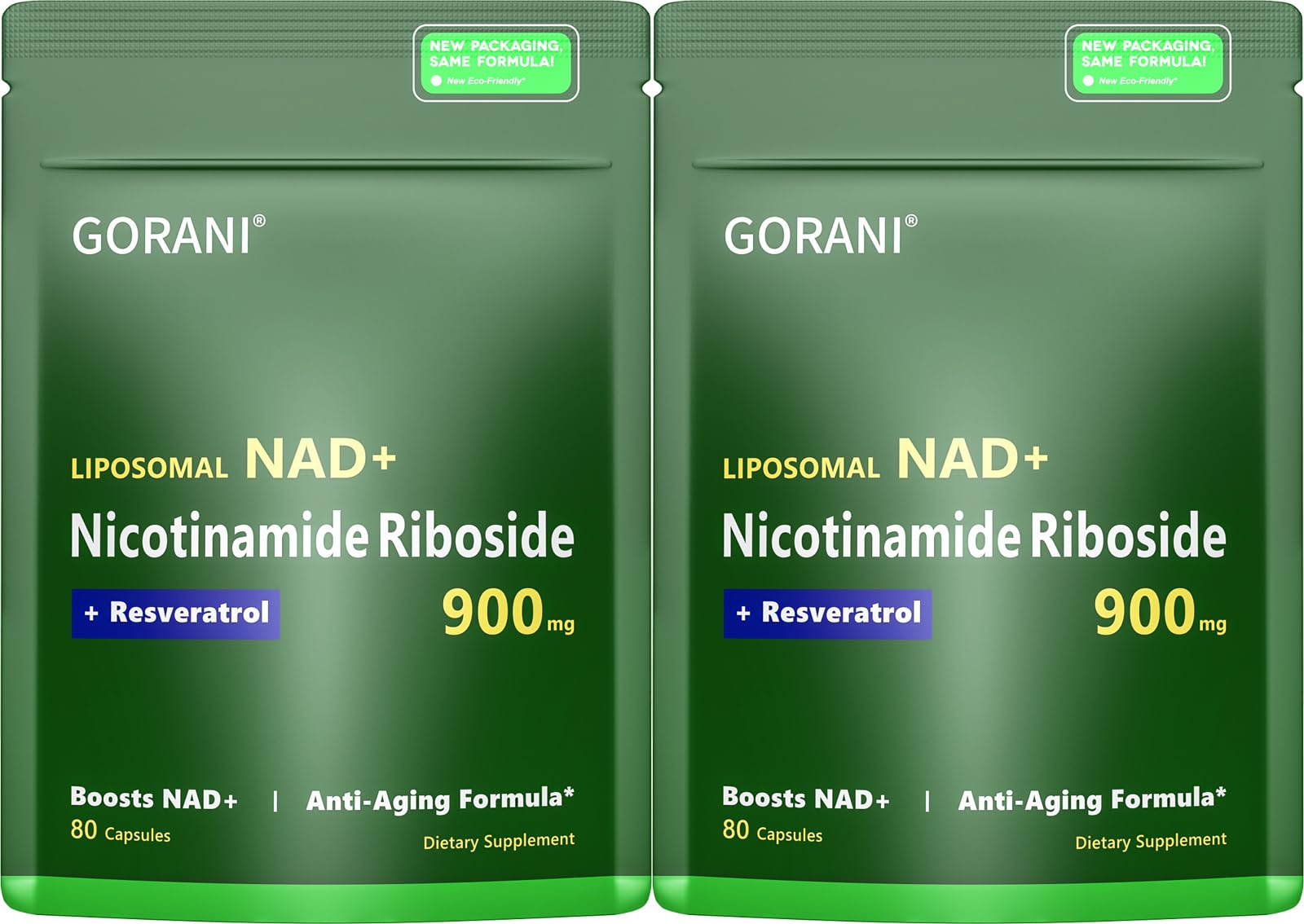 Gorani NAD900mg capsules dans la bouteille, soutien potentiel d'énergie quotidienne.