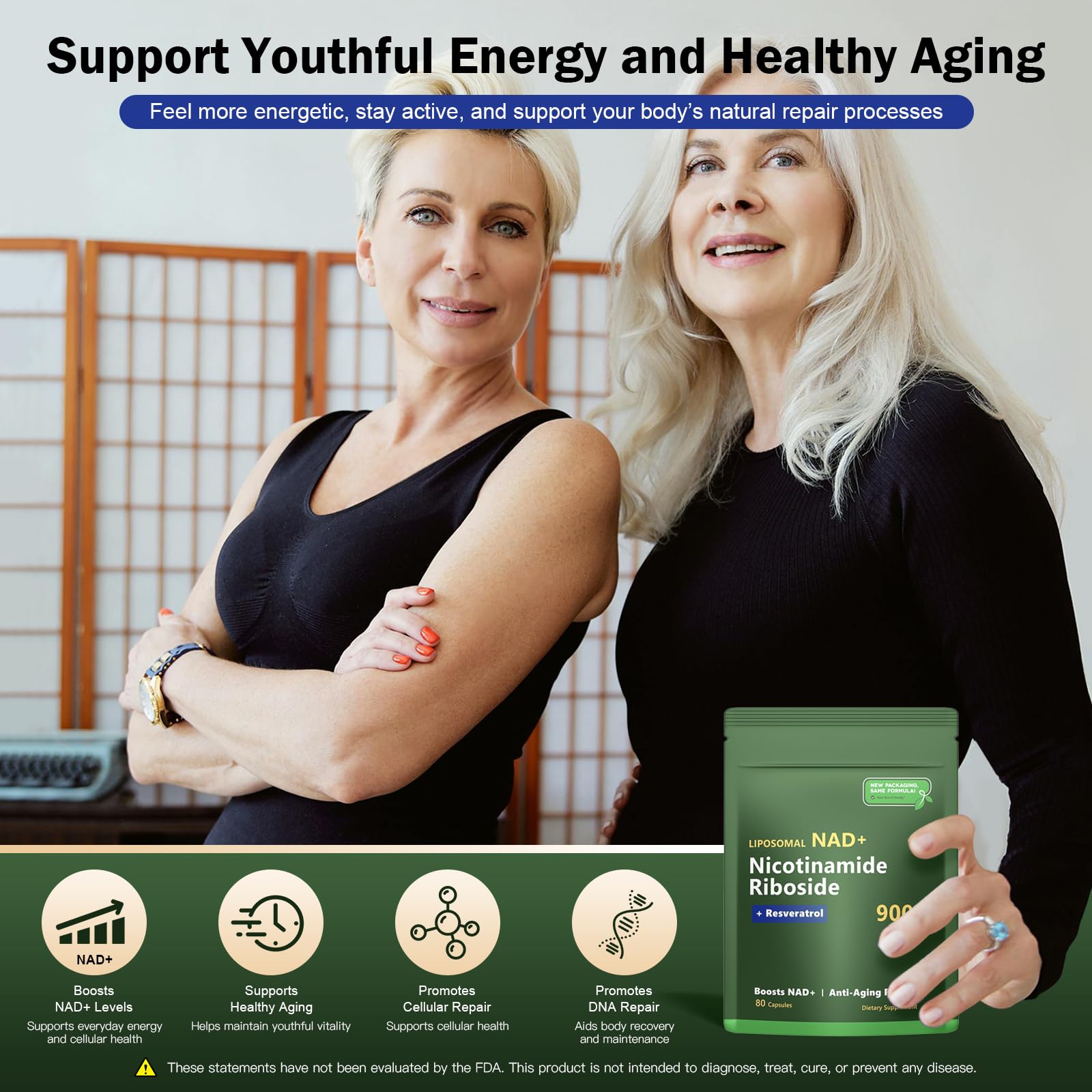 Gorani NAD900mg résveratrol liposomal mis en évidence pour un possible soutien antioxydant.