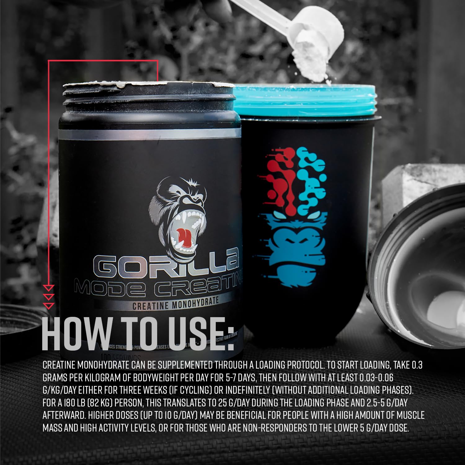Gorilla Mind Creatine Monohydrate – illustration démontrant l'énergie et le soutien potentiel.