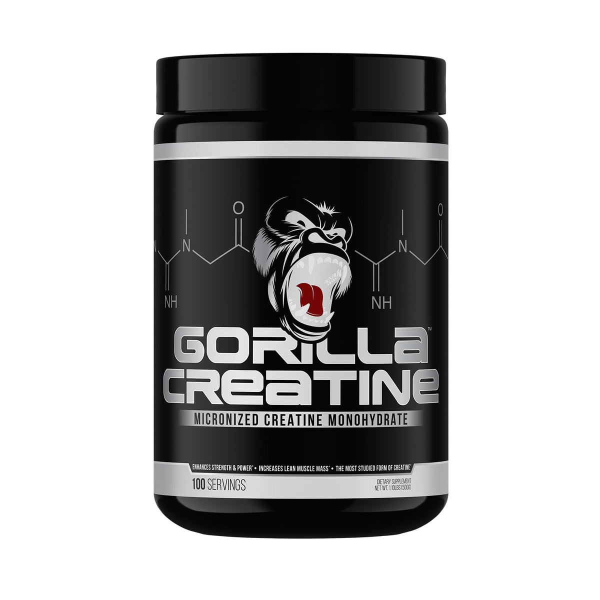 Gorilla Mind Creatine Monohydrate – poudre micronisée et dose de 5 g pour la performance.