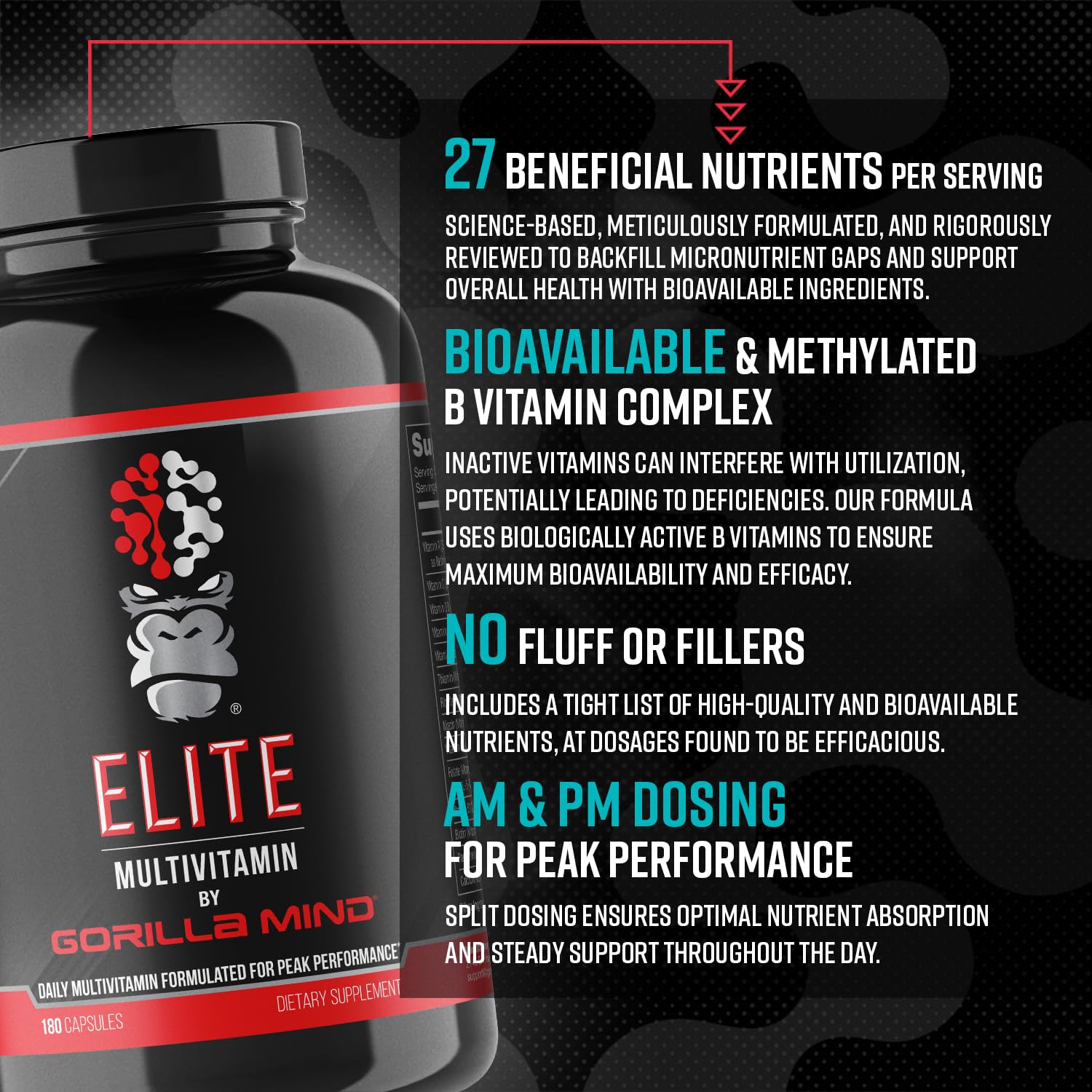 Gorilla Mind Elite Multivitamine - rituel matin, prise simple pour démarrer la journée.