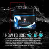 Poudre HydroPrime prête à être mélangée dans un shaker pendant l'effort.