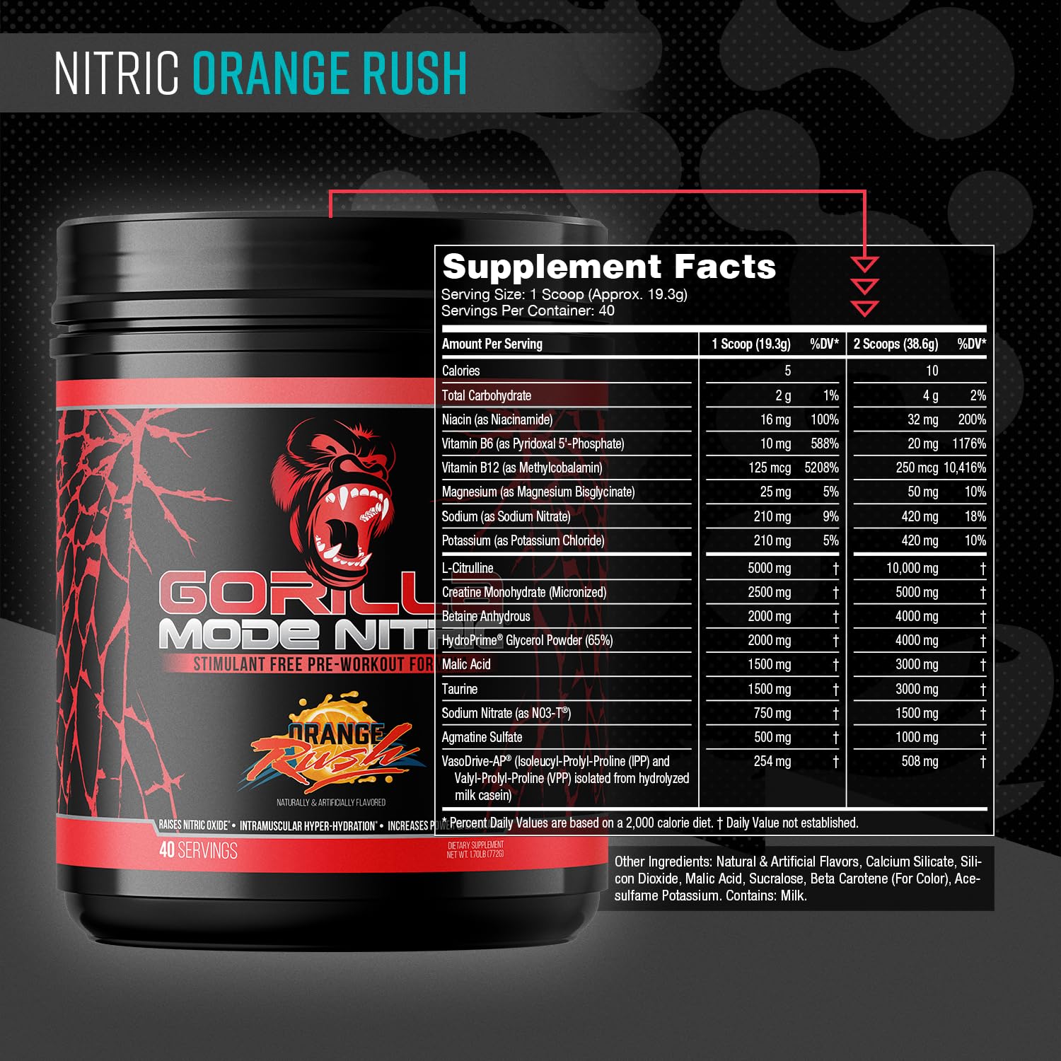 Gorilla Mind L-Citrulline Dose Max : dose élevée pour une meilleure vasodilatation et récupération.