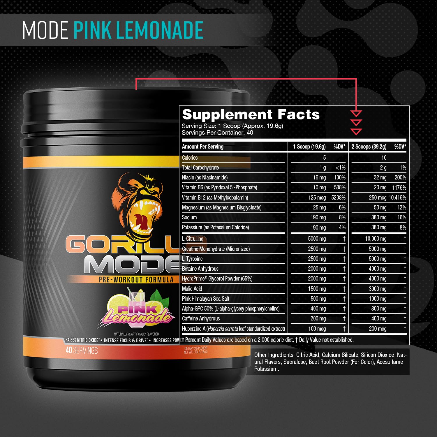Gorilla Mind Gorilla Mode – étiquette lisible, dosage précis pour performance.