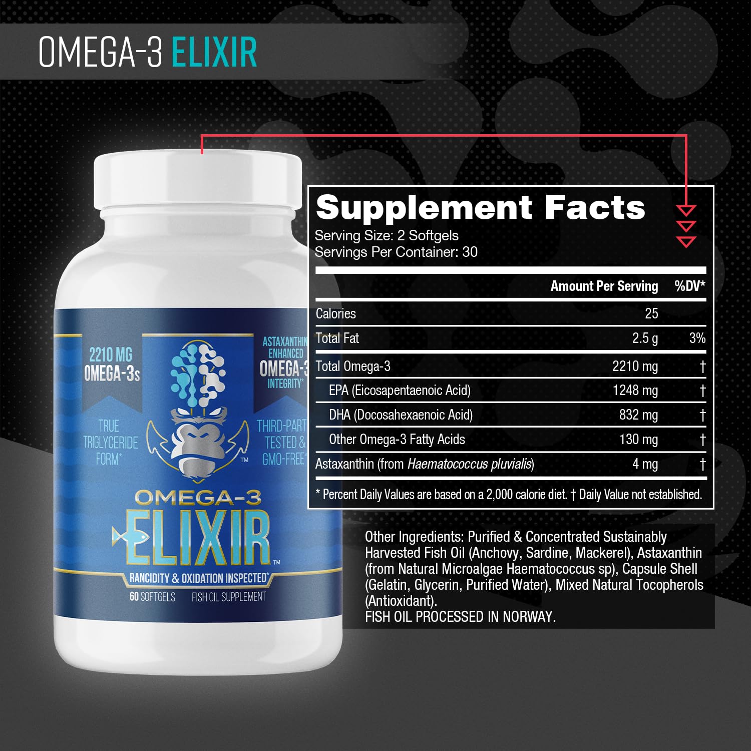 Gorilla Mind Omega-3 Elixir: gélules faciles à avaler et sans arrière-goût.