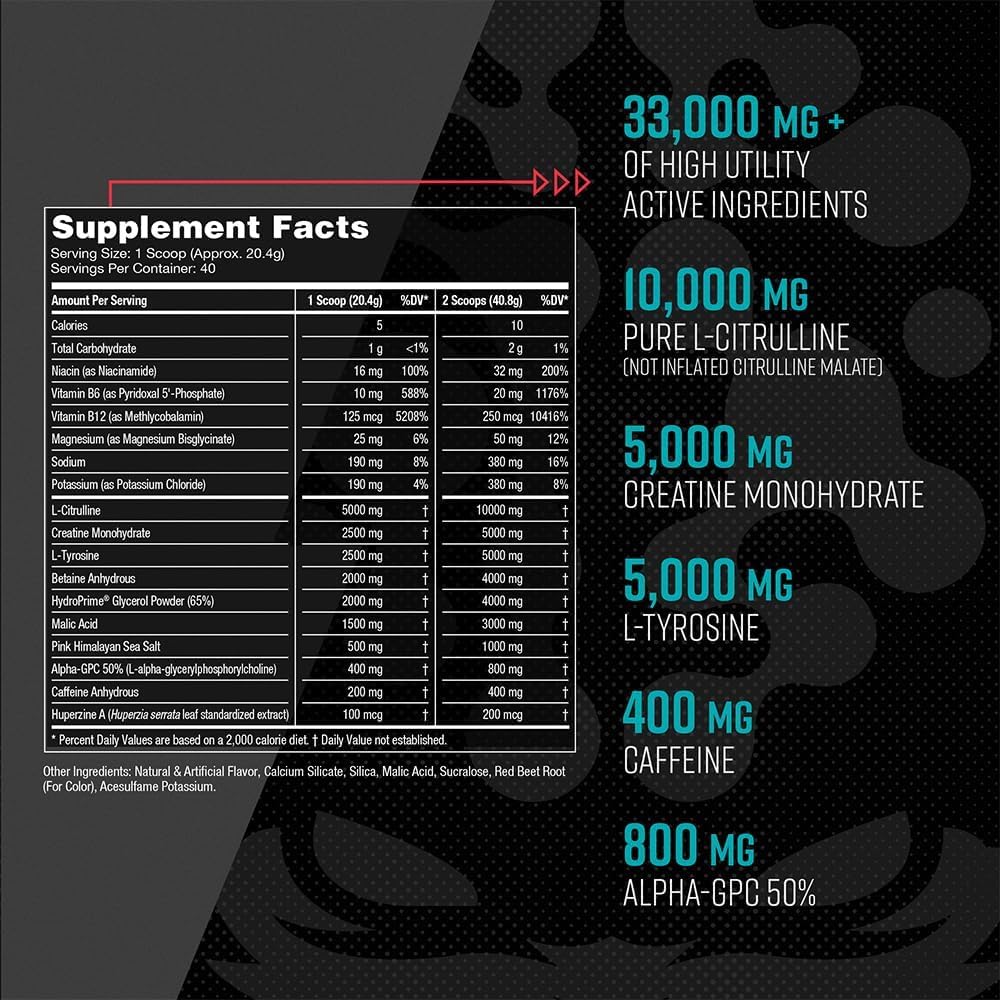 Gorilla Mind Pre-Workout, cafeine-detonation, énergie et concentration accrues pendant l’effort.