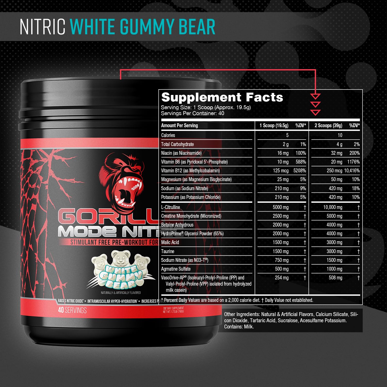 Gorilla Mode Nitric Upgraded – cuillère-dose pour mesurer la poudre avec précision.