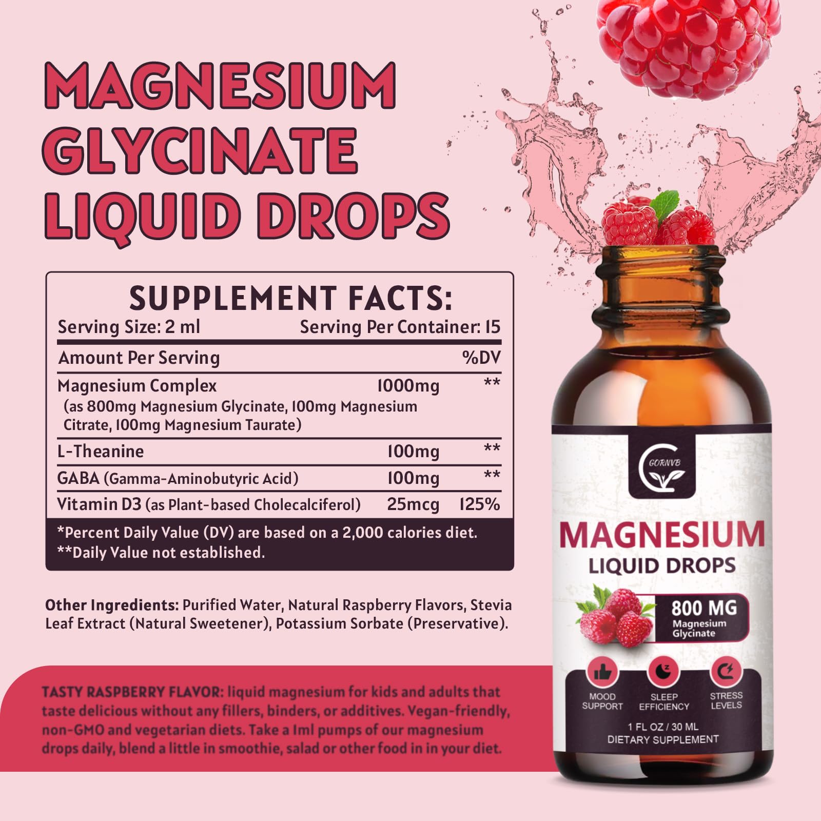 GORNVB gouttes magnésium glycinate, application facile et absorption rapide