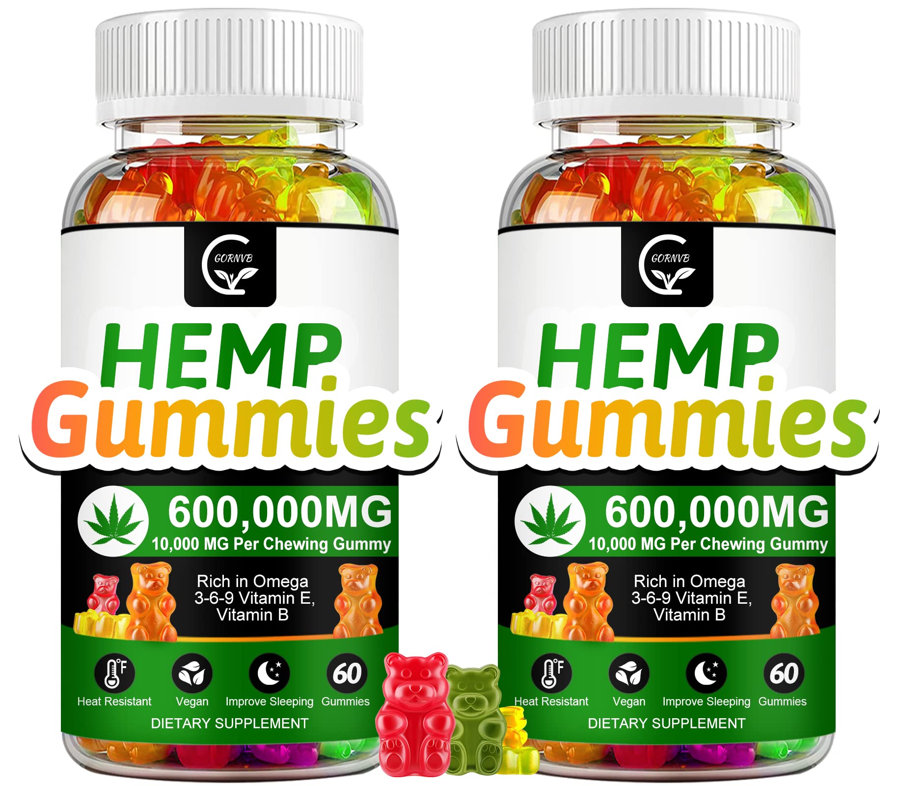GORNVB Gummies chanvre haute puissance – bouteille prête à l’emploi pour relaxation potentielle.