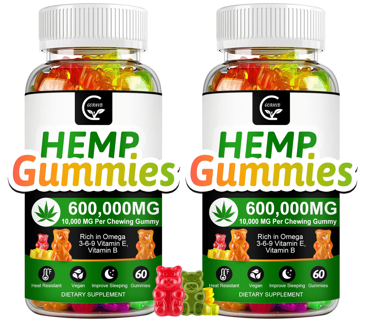 GORNVB Gummies chanvre haute puissance – bouteille prête à l’emploi pour relaxation potentielle.