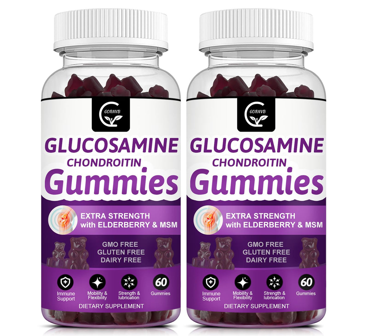 GORNVB Gélifiés glucosamine-chondroïtine fort, emballage élégant et pratique.