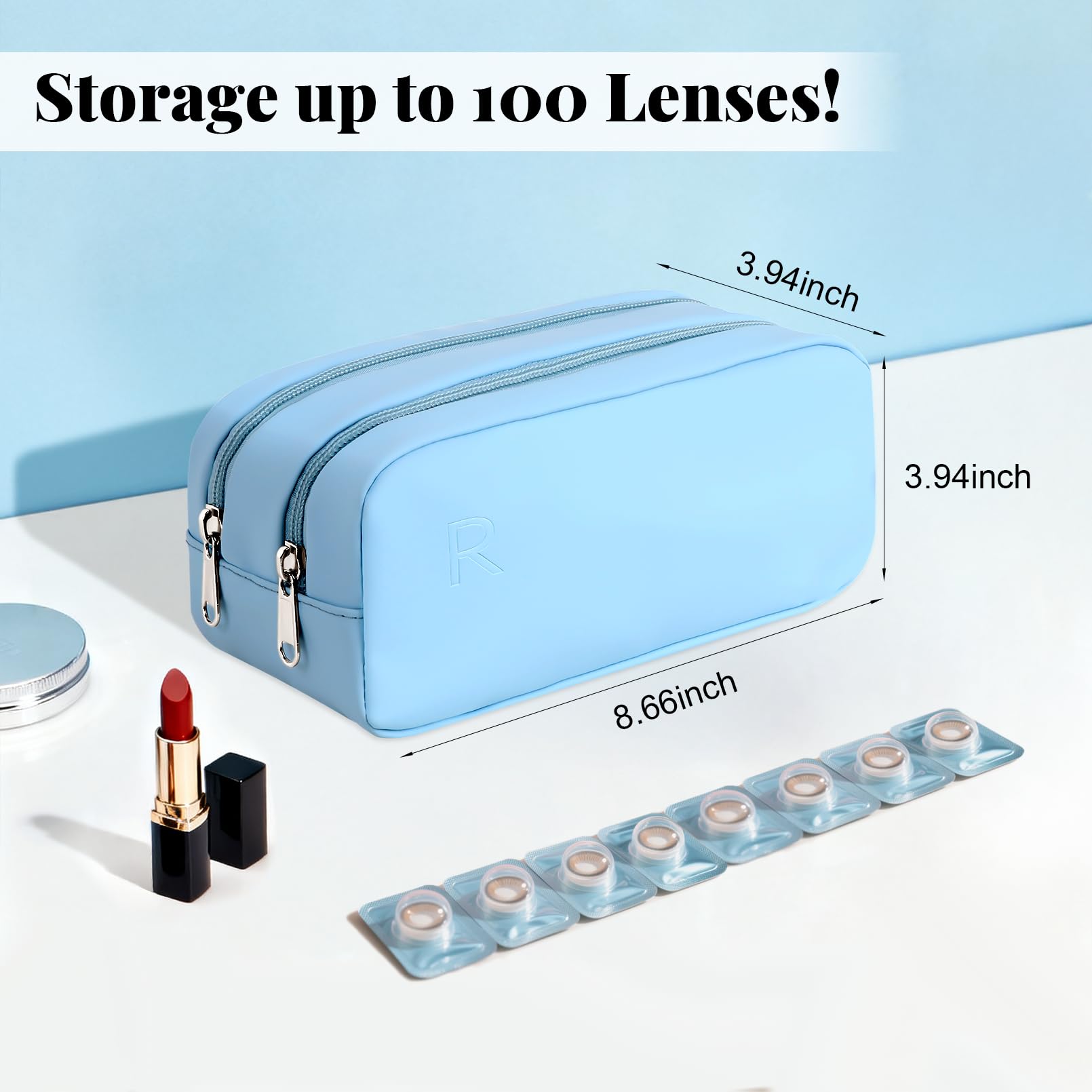 Gotorido distributeur lentilles jetables bleu, capacité généreuse pour voyages et quotidien.