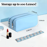 Gotorido distributeur lentilles jetables bleu, capacité généreuse pour voyages et quotidien.