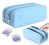 Gotorido étui lentilles portable bleu, repère clair R et L pour éviter les erreurs.