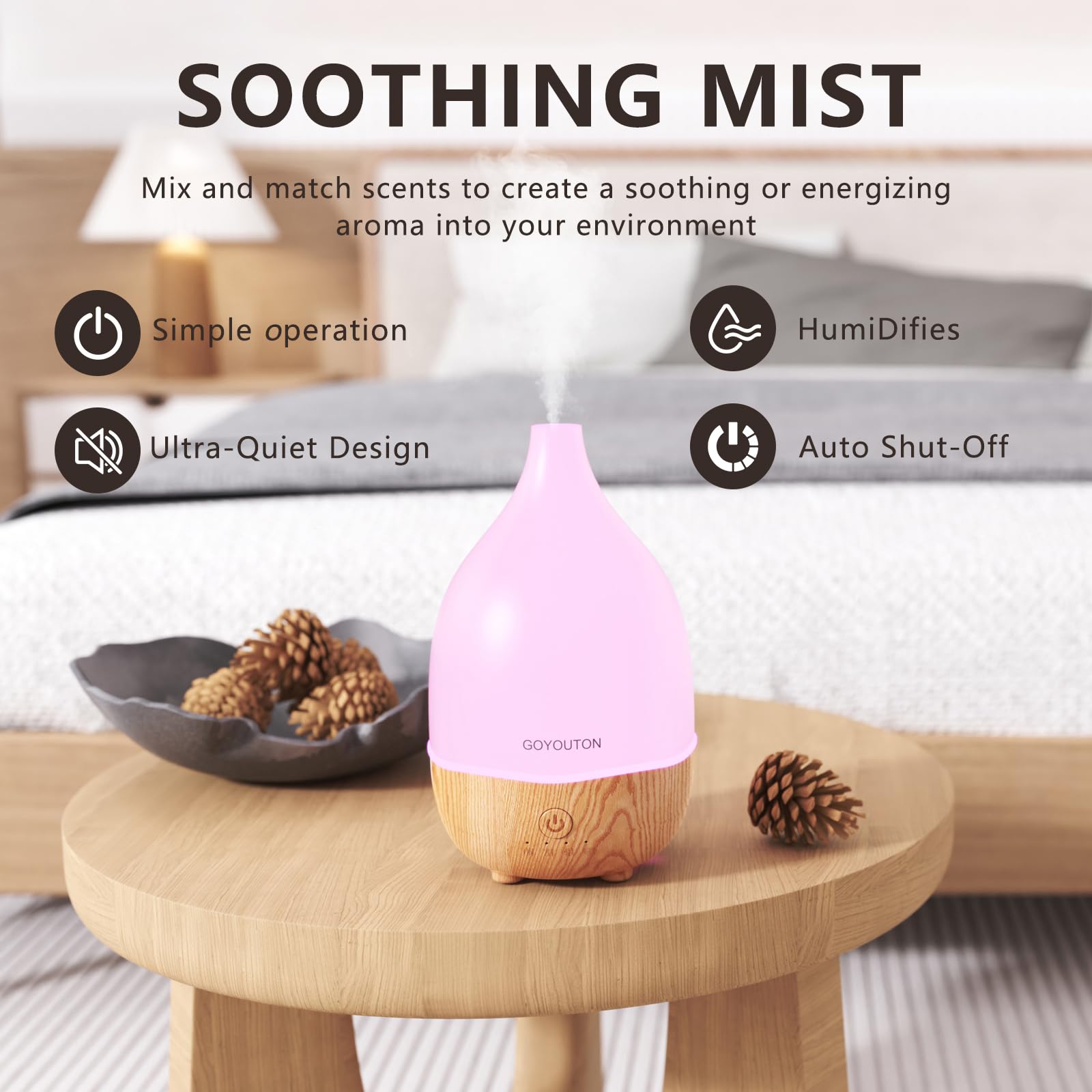 GOYOUTON diffuseur design compact idéal pour bureau et maison
