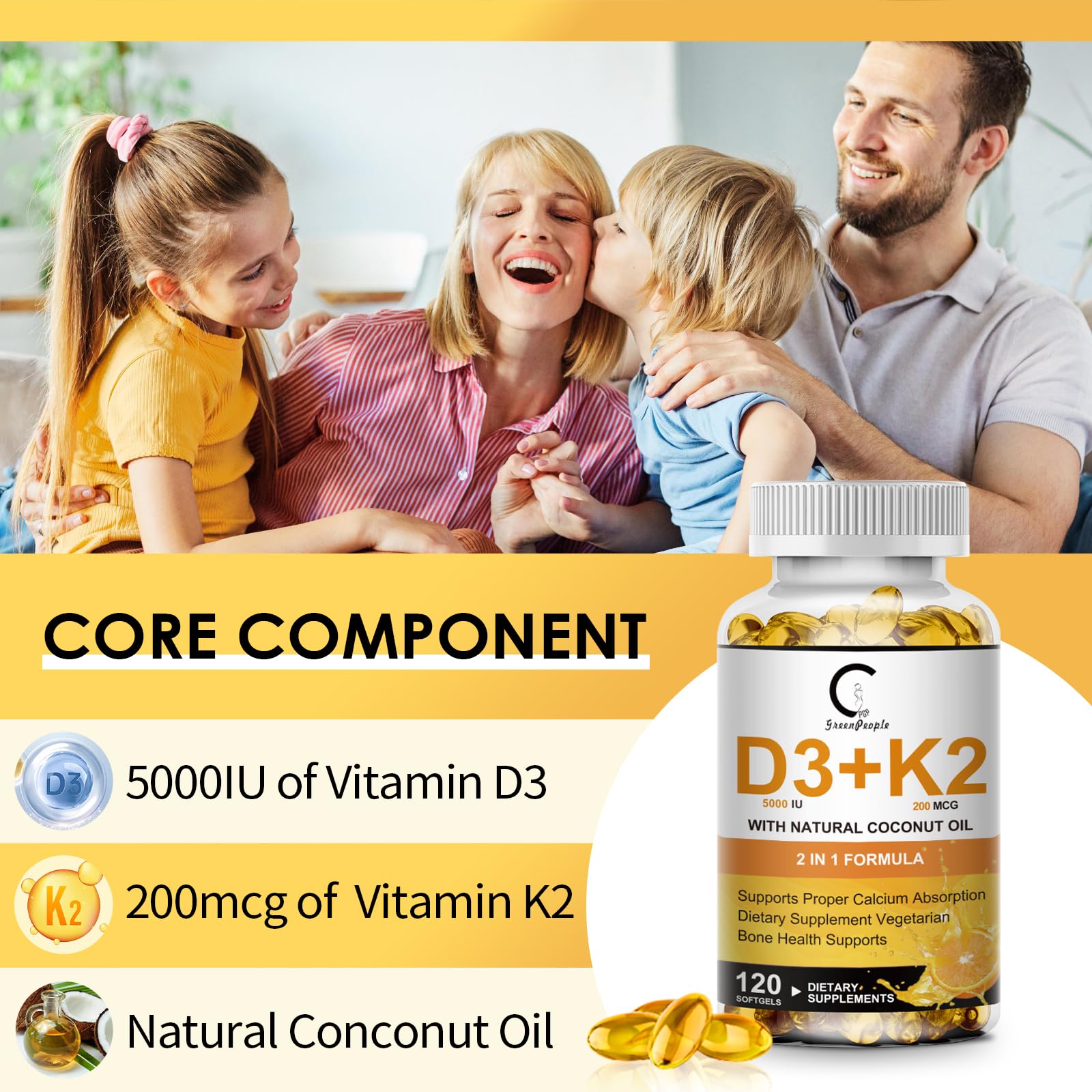 GPGP Huile de coco naturelle — base naturelle pour l'assimilation