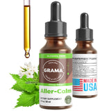 Grama Aller-Calm: flacon gouttes – soutien naturel contre allergies saisonnières.
