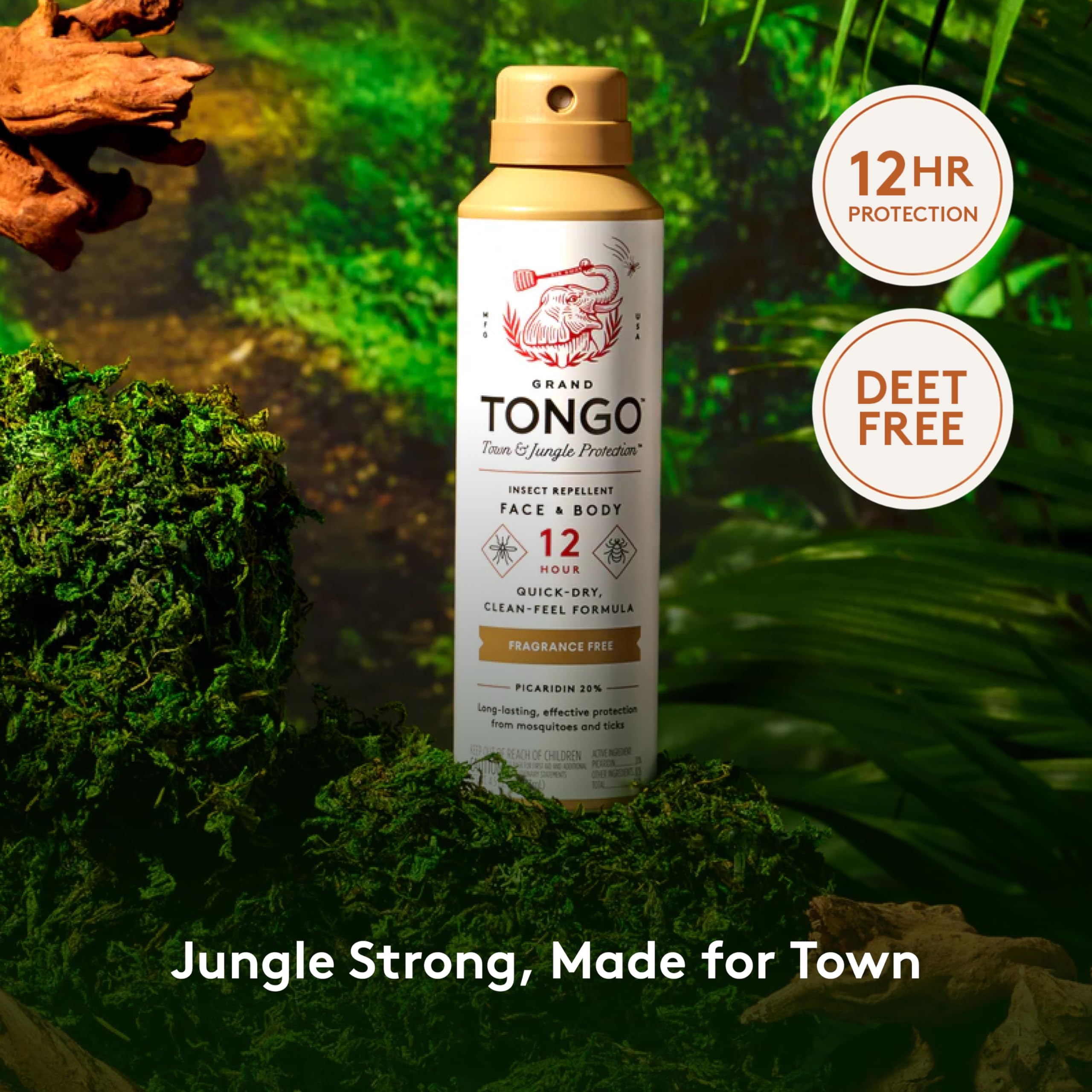 20% de Picaridin dans Grand Tongo, alternative au DEET efficace.