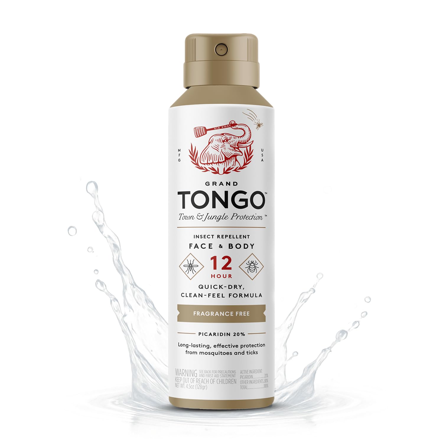 Grand Tongo en bouteille, repulsif sans DEET prêt pour les activités en plein air.