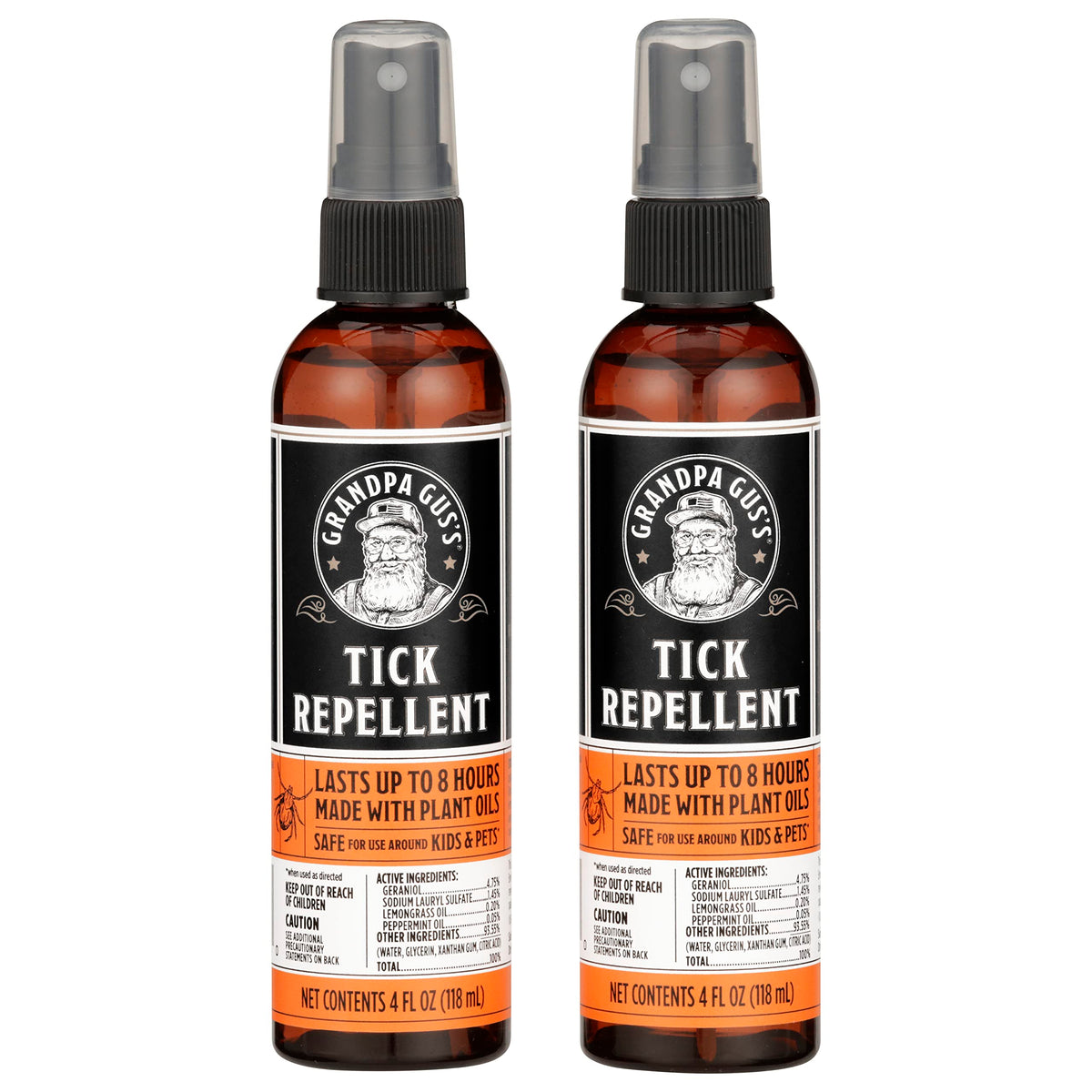 Grandpa Gus's Repulsif Tiques, spray-brume pratique pour sorties en plein air.