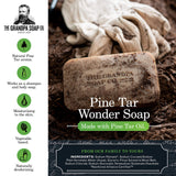 The Grandpa Soap Company – détail de texture du savon goudron de pin, allure rustique.