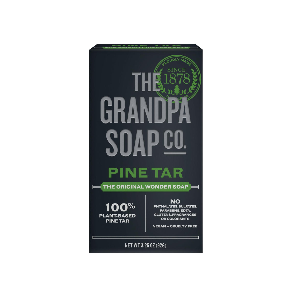 The Grandpa Soap Company – barre de savon goudron de pin avec emballage, pratique et naturel.