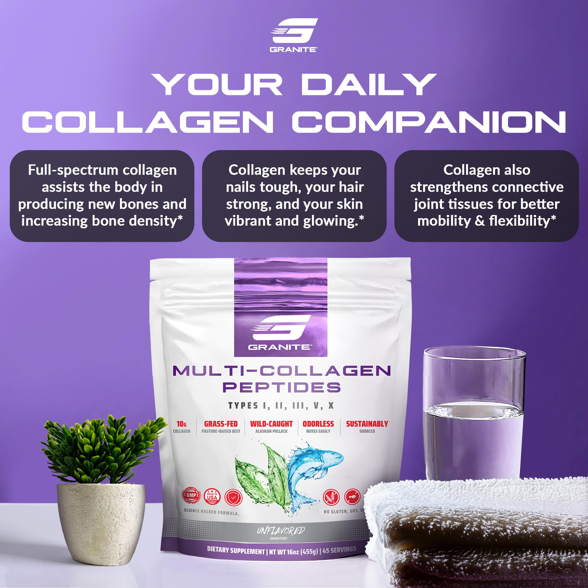 Doseur pratique pour mesurer une portion de collagène Granite.