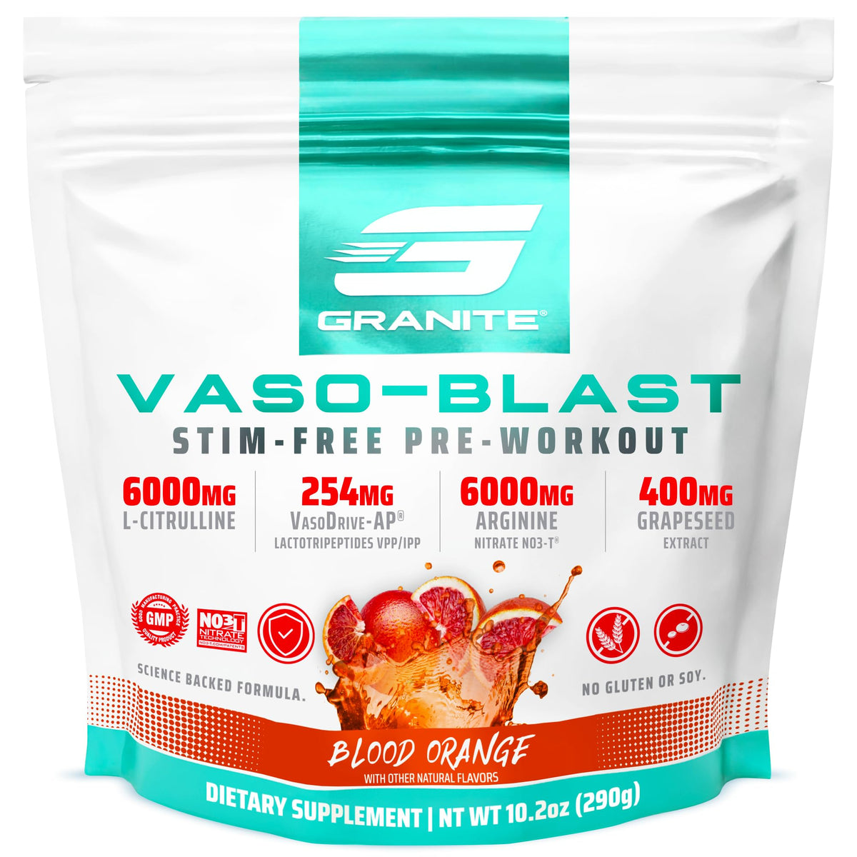 Granite Vaso Blast: vue du tube poudre, pompe sans stimulants, usage pré-entraînement