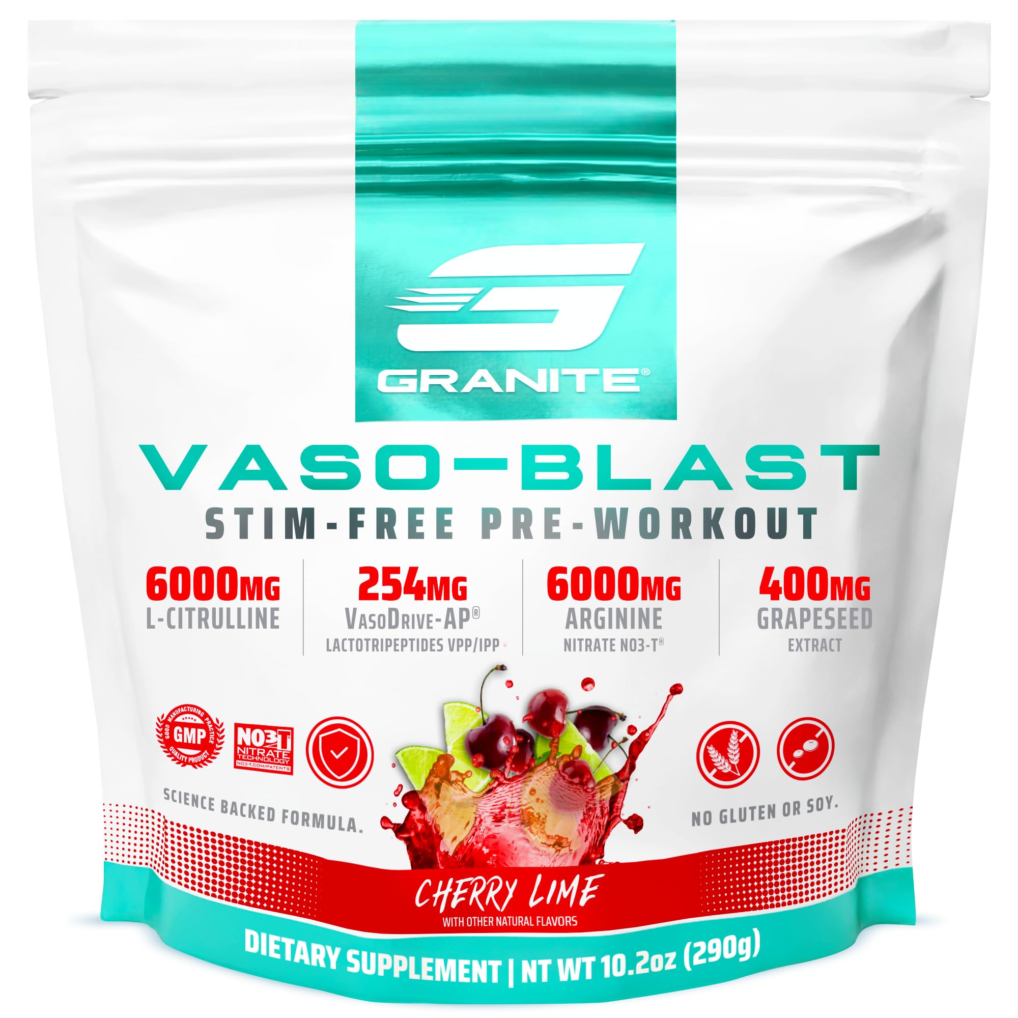 Granite Vaso Blast, bouteille cerise-lime prête pour une séance sans stimulants.